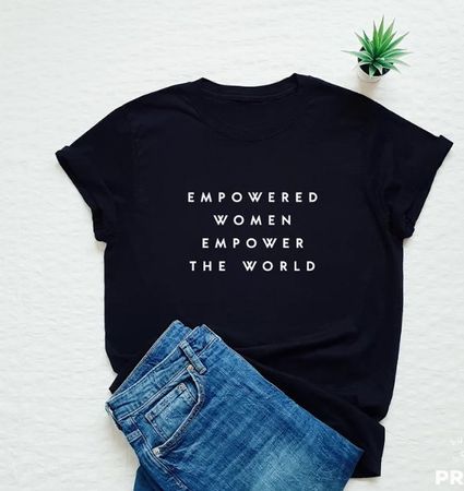 Schwarzes T-Shirt "Empowered Women" Grösse XS
