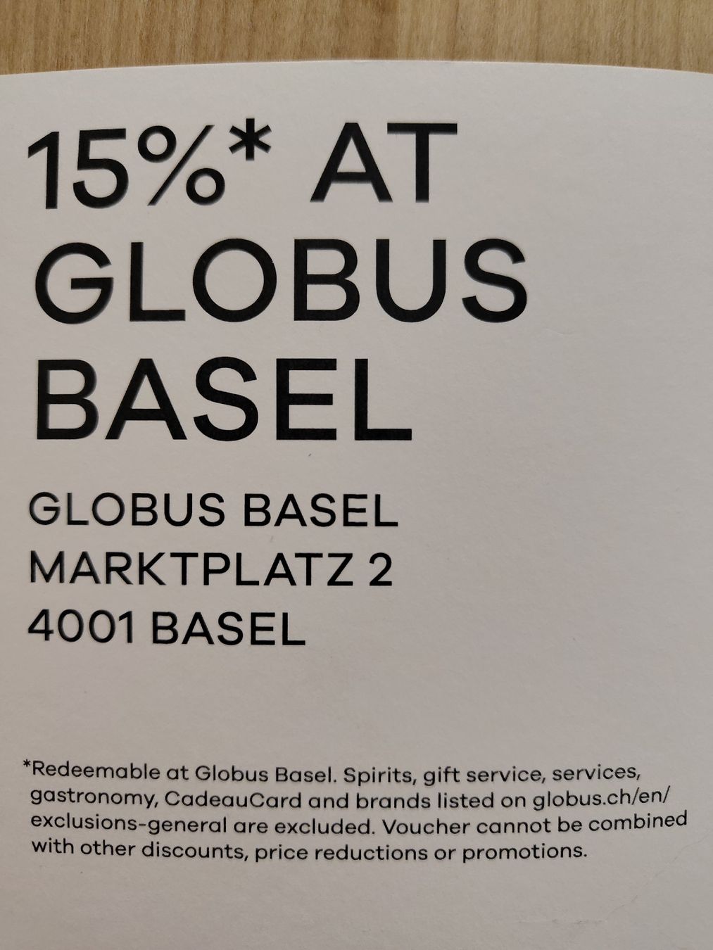 Buoni: 15 % Rabatt Globus Basel  – Nuovo (secondo la descrizione) da Basel venduto da AufeinenBlick 3