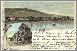 1900, ROLLE, GRAND RUE AVEC TRAM, 0 MONT SUR ROLLE, JOLIE!