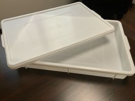 Pizza-Ballen-Box flach mit Deckel weiss