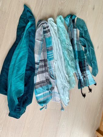 Schals Set: 6 modische Tücher, PETROL-TÜRKIS
