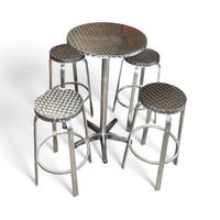 Alu Stehtisch mit 4 Hockern