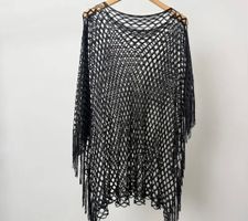 stylische Netz Bluse/Tunika, schwarz/grün/gold/silber,1 Size