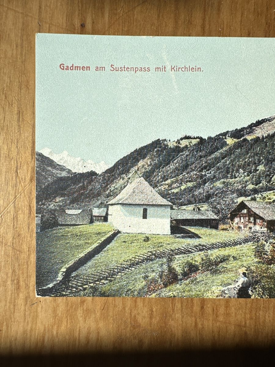 Cartoline postali: AK 1913 Gadmen am Sustenpass Kirchlein – Usato da Frauenfeld venduto da aluma14 1