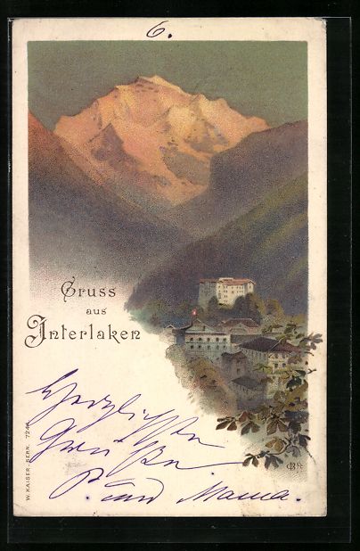 Cartoline postali: Carl Biese: Interlaken, Teilansicht mit  – Usato da Berlin venduto da bartko-reher