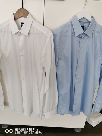 Boss Hemden Set Slim Fit weiss hellblau, neuwertig 