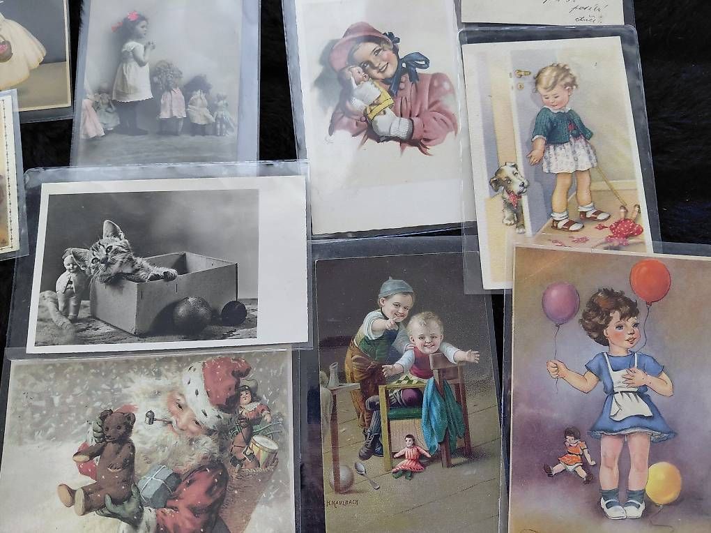 Cartoline postali: 18 alte Postkarten mit Kindern/Puppen / Bären. – Usato da Zollikerberg venduto da Inhal 1