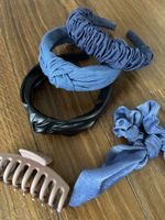 Haarschmuck Set, neuwertig, Haarreif, Spange jeans optik