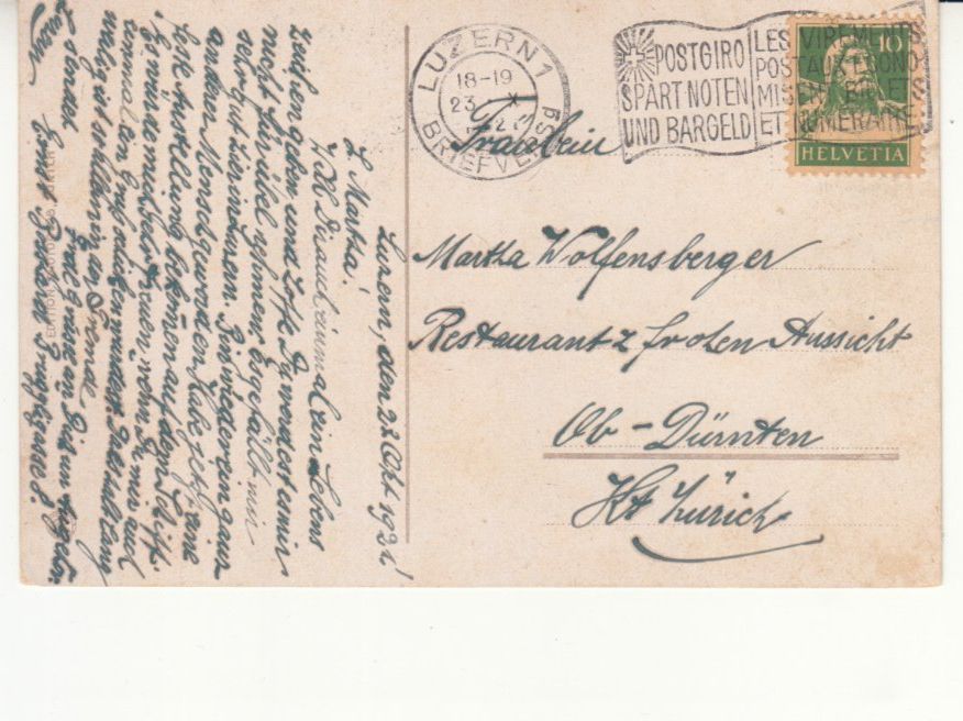 Cartoline postali: Luzern Bahnhof 1921 – Usato da Bürglen TG venduto da StampGraf 1