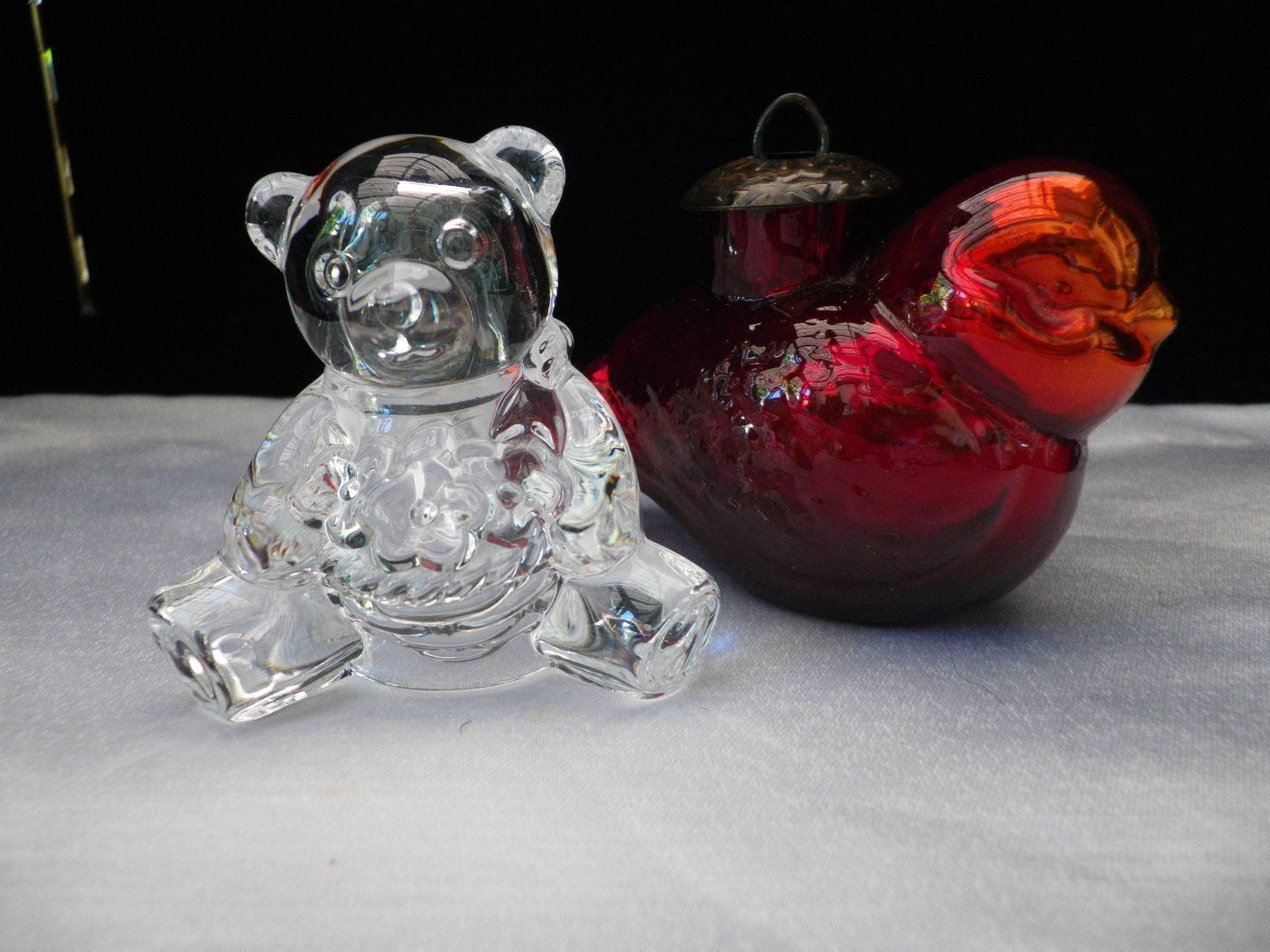 Statuette: 2 Glas-Tiere  Bär und Vogel – Usato da Reinach venduto da Mietze