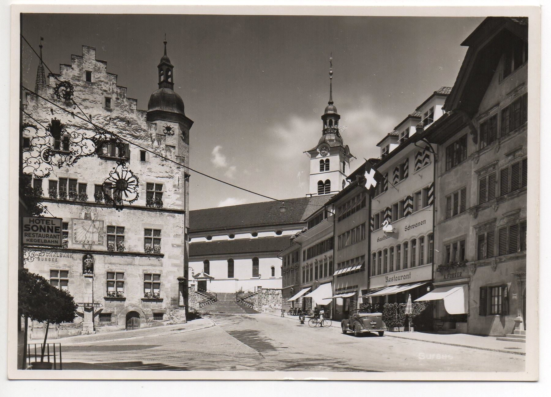 Cartoline postali: SURSEE Auto beim Gasthaus Schwanen – Nuovo (secondo la descrizione) da Jona venduto da philajona