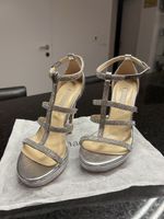Ungetragene silberne High Heels mit Strass, Gr. 39