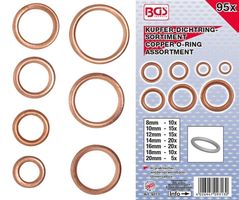 Gefüllte Kupferdichtringe-Sortiment, 95-tlg., Ø 6-20 mm