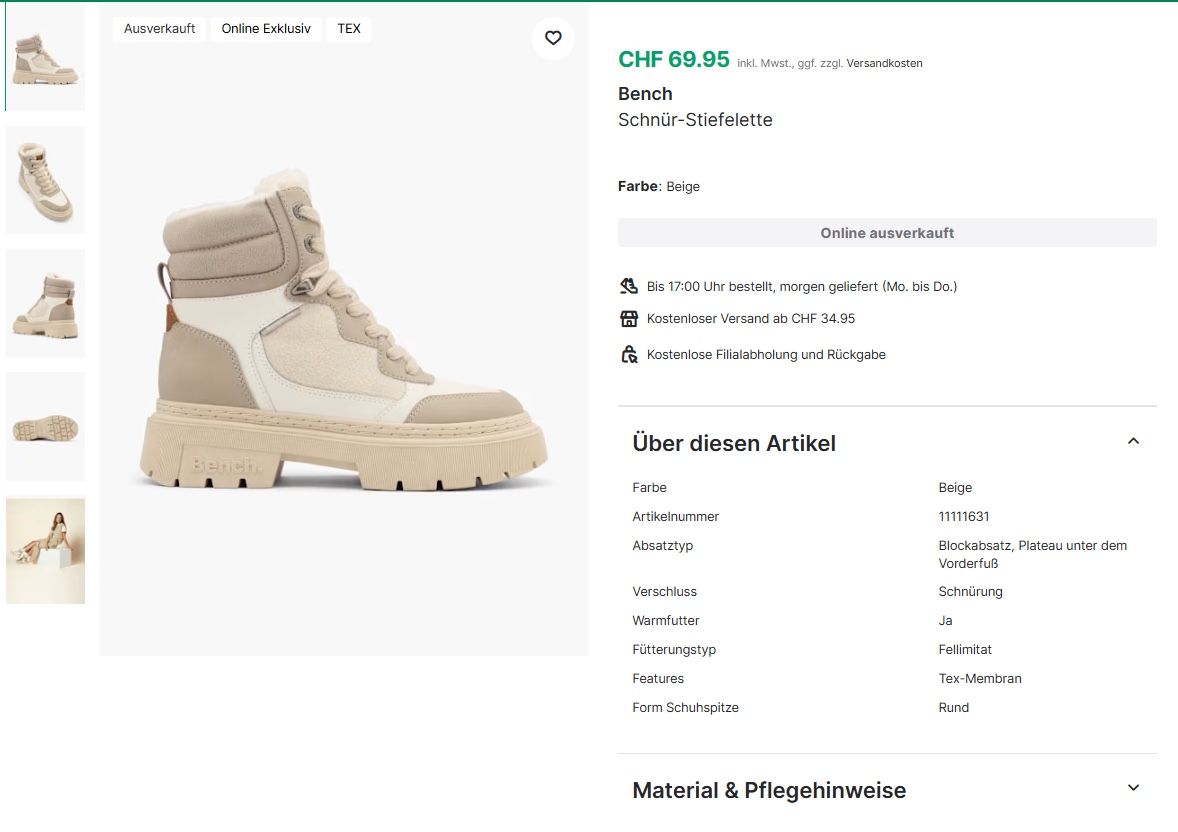 Bench Scarpe da donna: Bench Winterstiefel Damen, Beige, Grösse 37 – Nuovo (secondo la descrizione) da Thun venduto da glazed.donut 4