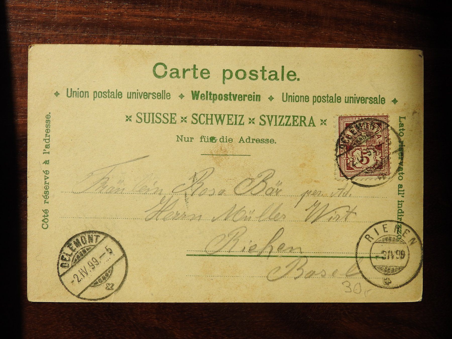 Cartoline postali: Souvenir de Delemont, schöne AK – Usato da Rain venduto da 999-800-K 1