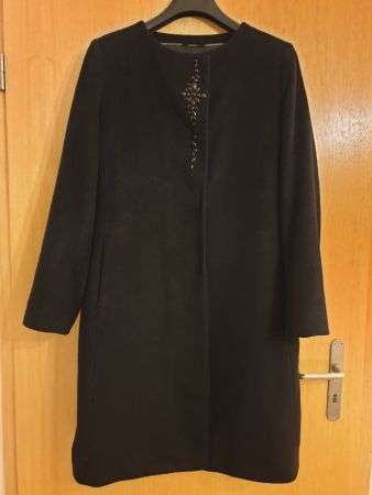 Cinzia Rocca manteau L, noir, laine vierge+soie, bon état