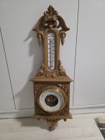  Antikes Holz-Barometer mit Thermometer-kunstvoll geschnitzt