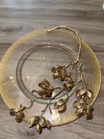 Platzteller Dekoration Gold Zweig mit Blueten neu
