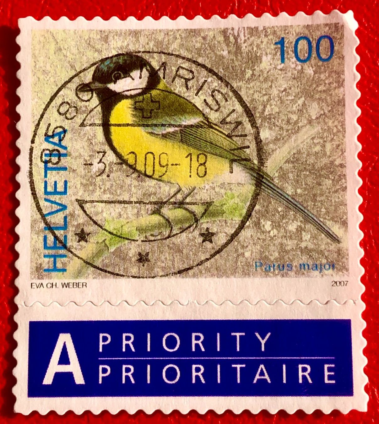 Tutti i francobolli: Nr.1237 mit VollStempel Amriswil Kohlmeise 2007  – Usato da Aarau venduto da Billa007