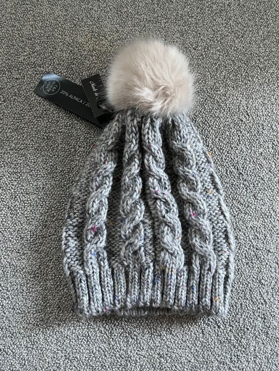 Warme Strickmütze Mit Leopardenmuster - Mit Pompon Für Damen