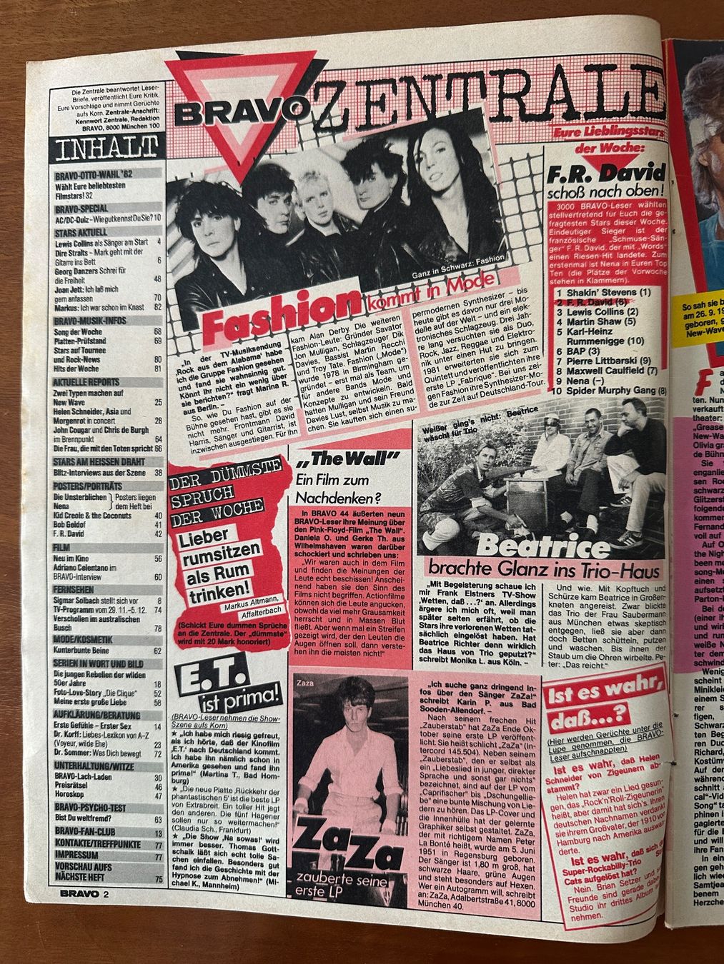 Zeitschriften & Magazine: BRAVO 1982 Nr. 48 // F.R. David – Gebraucht aus Zürich von die_5djt 1