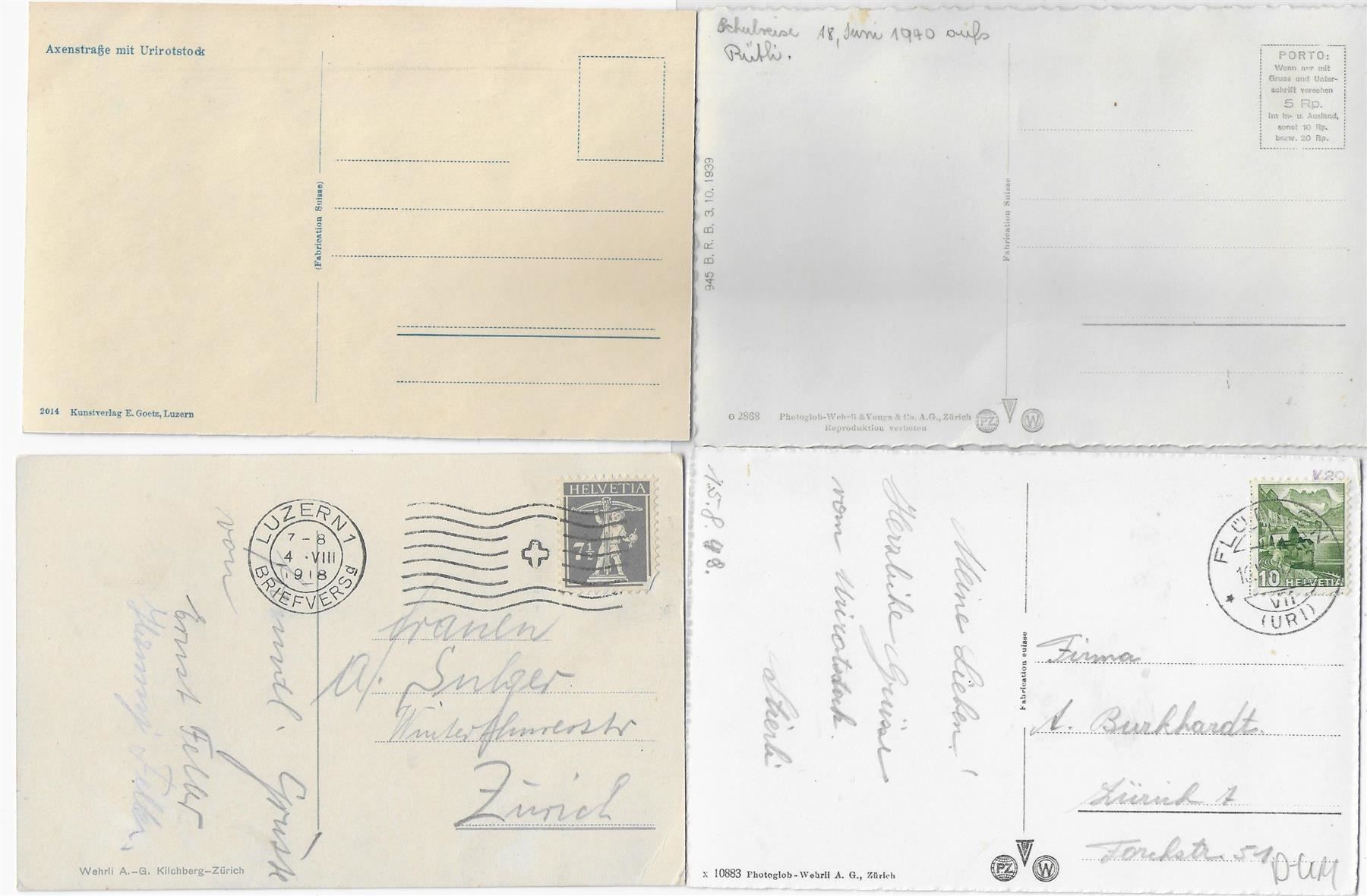Cartes postales: 4 AK Axenstrasse – D'occasion à Ettingen par Kartenplanet 1