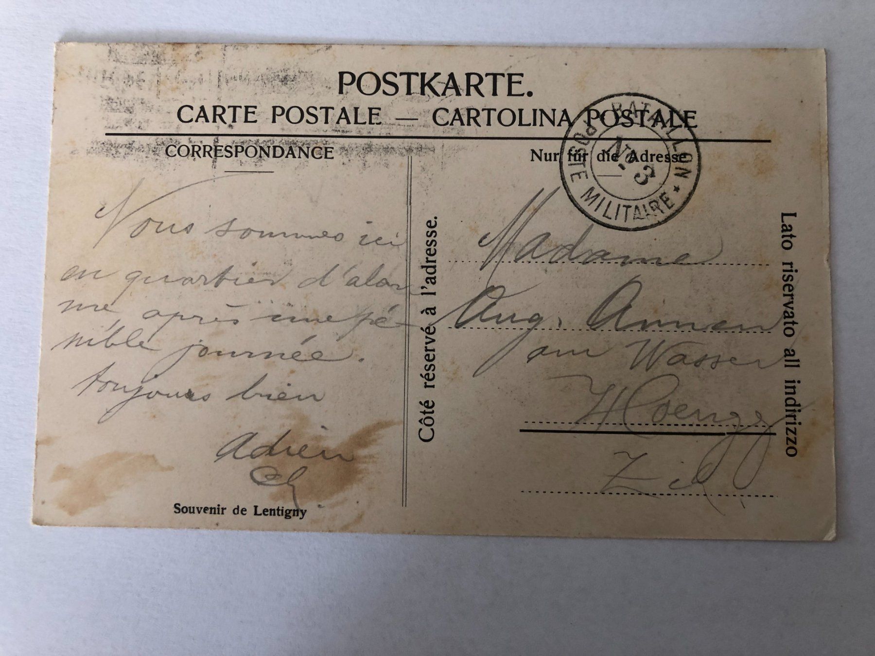 Cartoline postali: Souvenir de Lentigny alte Ansichtskarte – Usato da Pfäffikon ZH venduto da Waltoversand 1