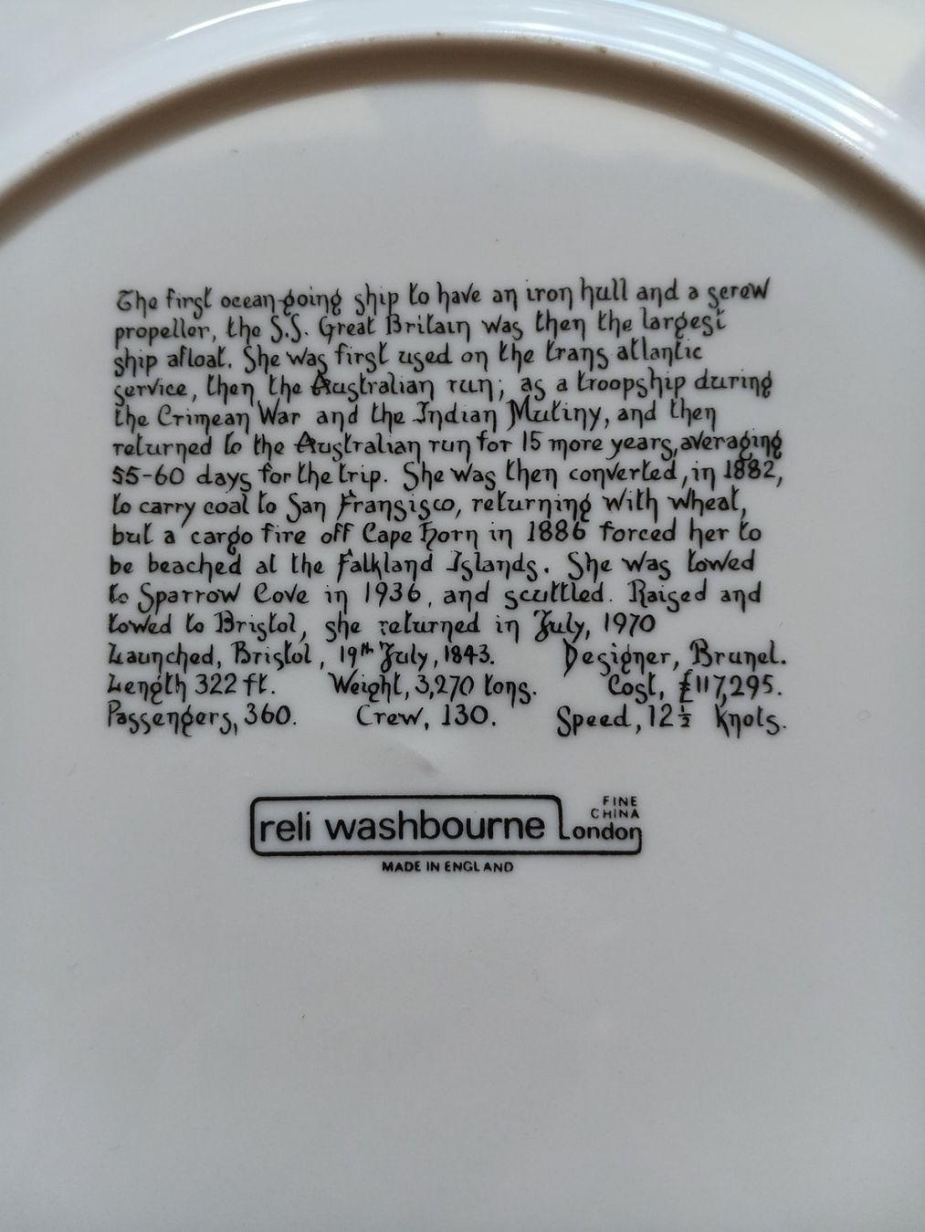 Wedgwood Piatti: Sammlerteller "SS Great Britain" 1983, England – Usato da Nussbaumen AG venduto da Lightblue 2