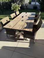 Gartentisch Holztisch mit 6 Stühlen Rattan