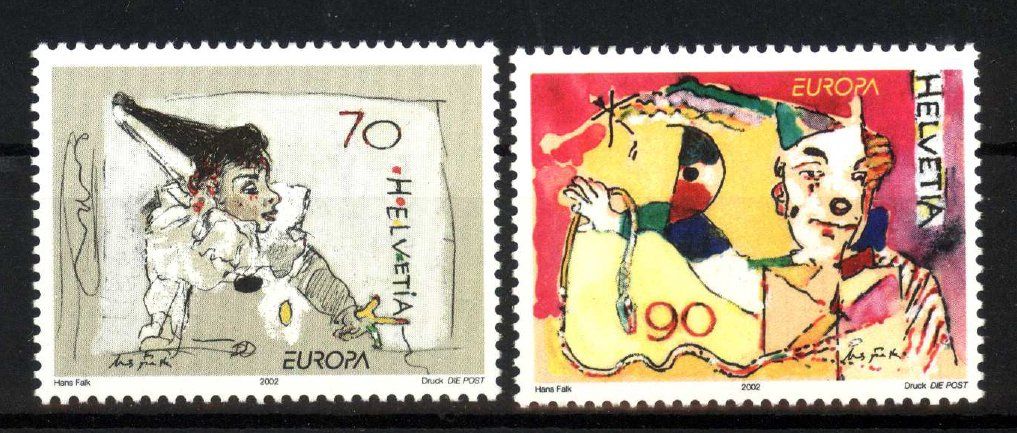Alle Briefmarken: 2002, EUROPA, Clowns ** – Gebraucht aus Willisau von Vollstempel