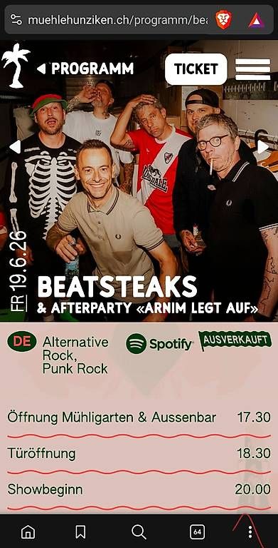 Tickets: Beatsteaks Mühle Hunziken – Neu und originalverpackt aus Bern von maetsgi