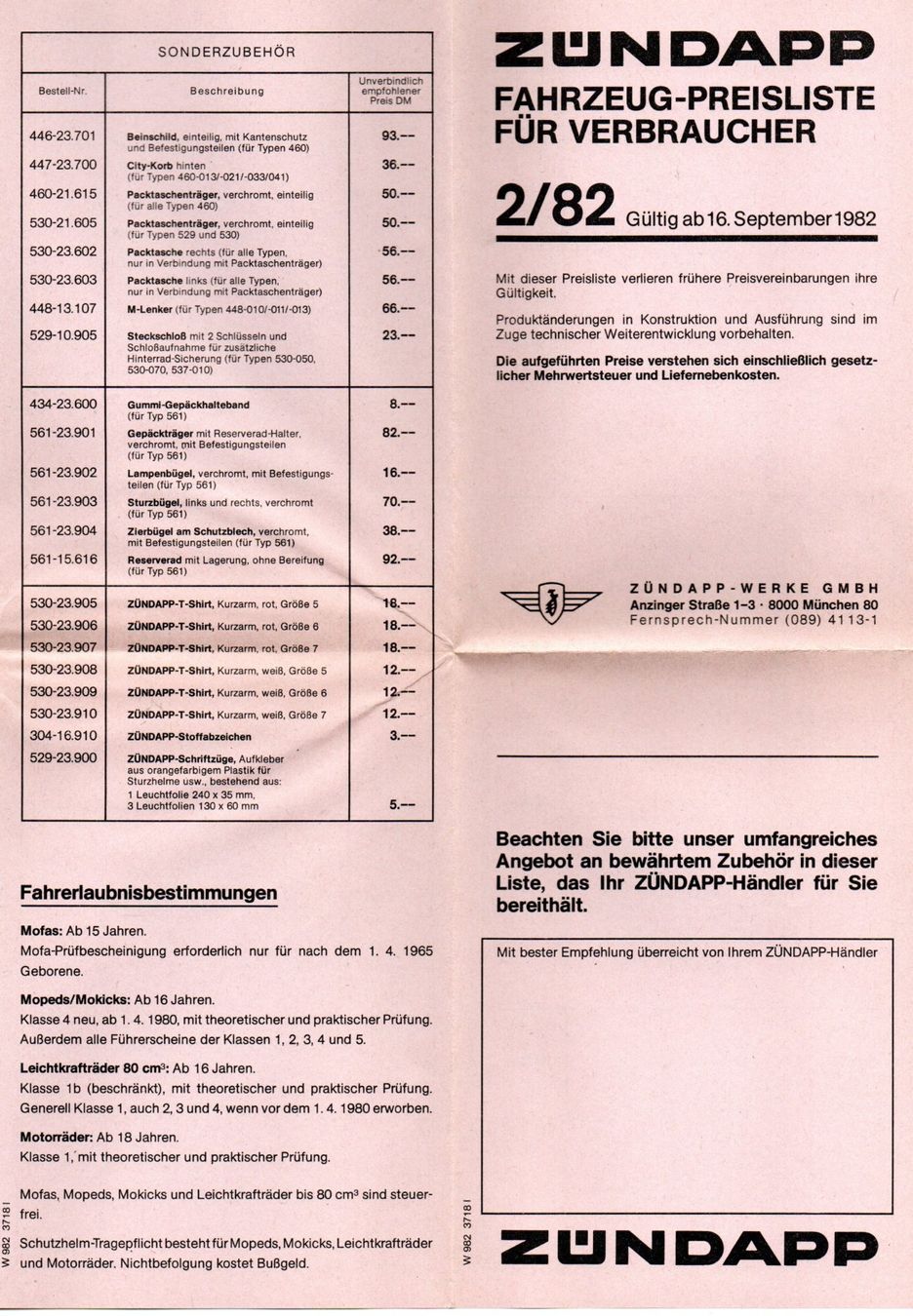 Zündapp Strasse: Zündapp 1982 - Originalprospekt & Pressedoku. – Gebraucht aus Malans GR von Chueche427 5