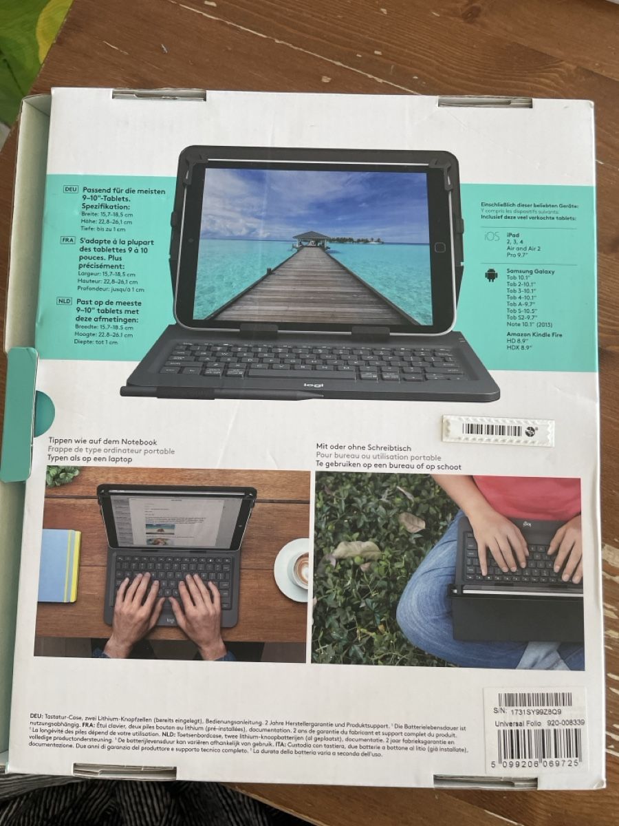 Logitech Tastiere: Logitech Universal Folio Tastatur Hülle 9-10" Tablets neu – Nuovo e nell'imballaggio originale da Obergerlafingen venduto da cabo4 1