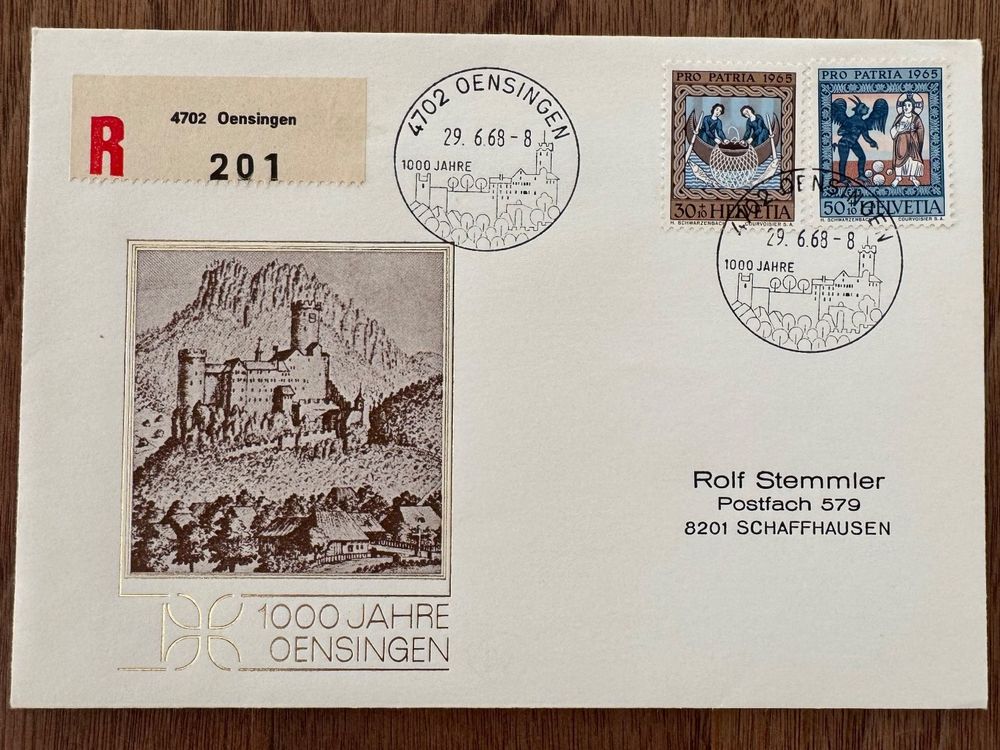 1000 Jahre Oensingen, R-Brief mit SS und Nrn. B126 und B127 (Gebraucht ...