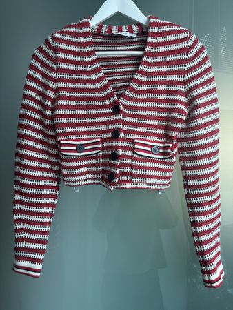 Self-Portrait Strickjacke, rot/weiss, Grösse S, Neu