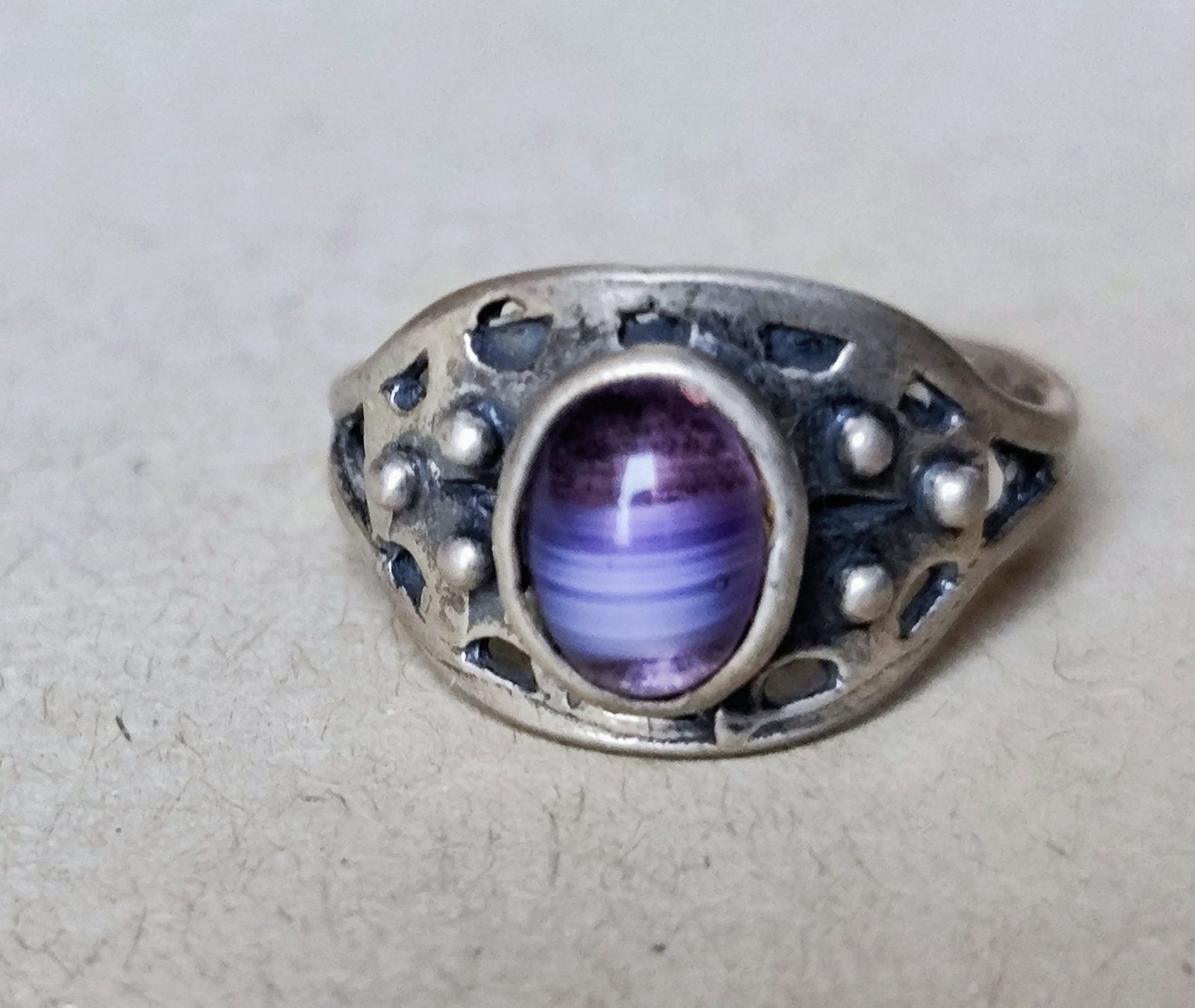 Anelli: Bague en argent avec agate – Taille 60 – Usato da Carouge GE venduto da for_8yym