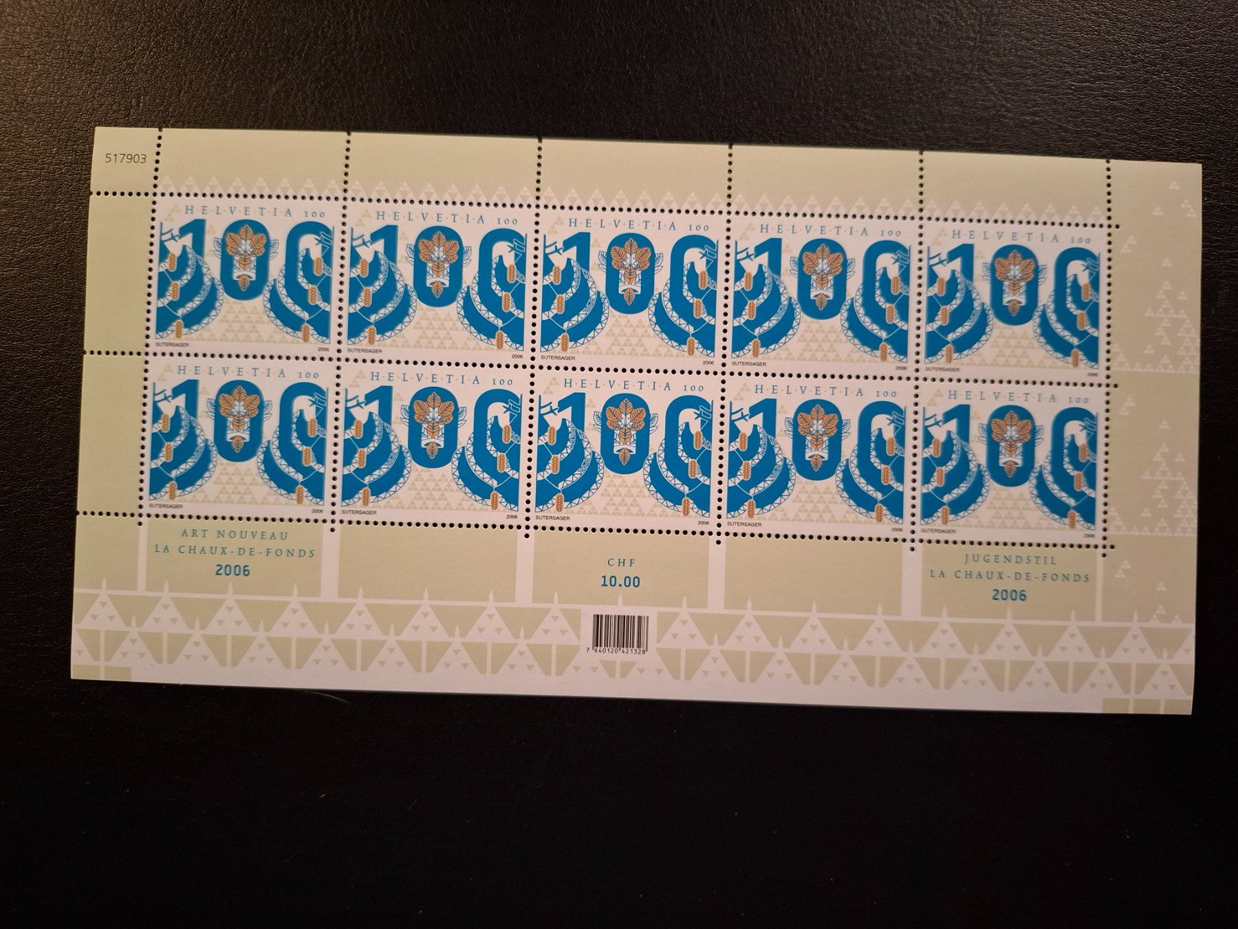 Tutti i francobolli: 2006 Jugendstil Sondermarken 1.00sFr. Kleinbogen postfrisch – Nuovo (secondo la descrizione) da Affoltern am Albis venduto da Andrezc