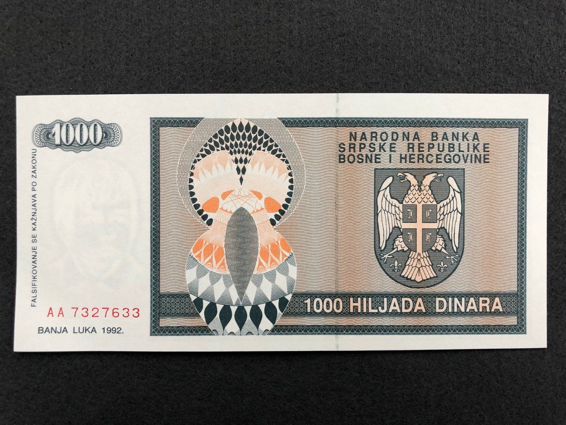Banconote: Banja Luka 1992 - 1000 Dinar UNC – Nuovo (secondo la descrizione) da Pfäffikon SZ venduto da Sieben77