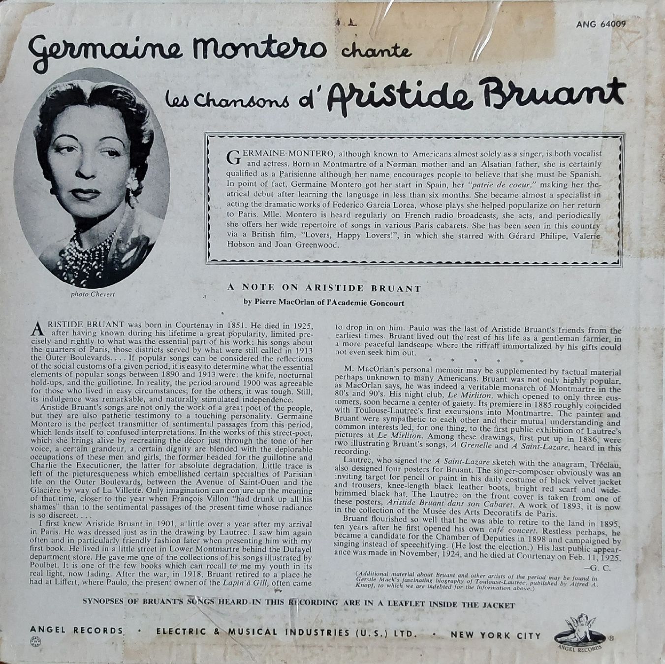 Dischi in vinile: LP 10" - Chansons d’Aristide Bruant – Usato da Villeret venduto da Fil11 1