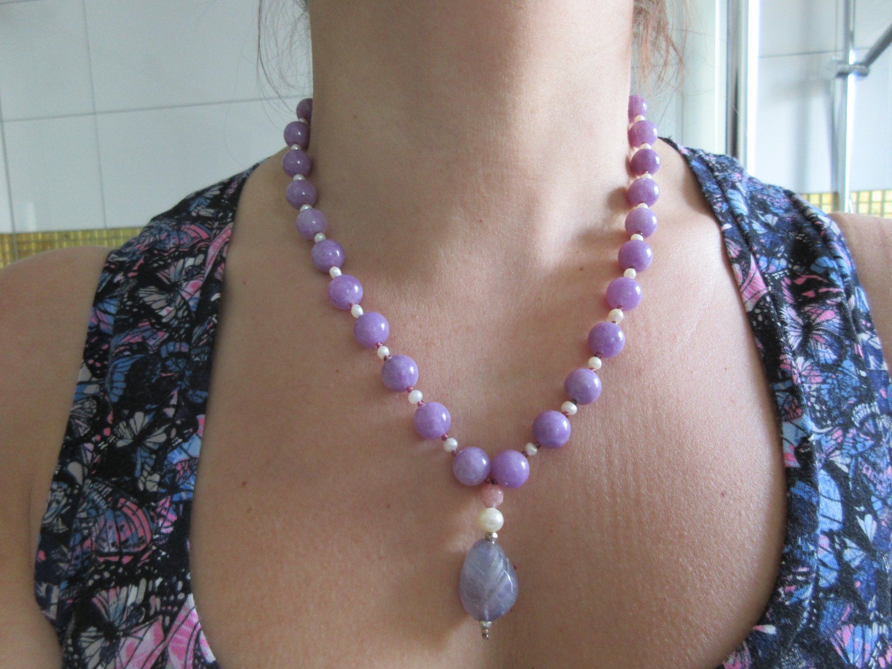 Catenine: Collier mit Kunziten, Perlen, Amethyst, 800 Verschluss – Nuovo (secondo la descrizione) da Grenchen venduto da Elenka 7
