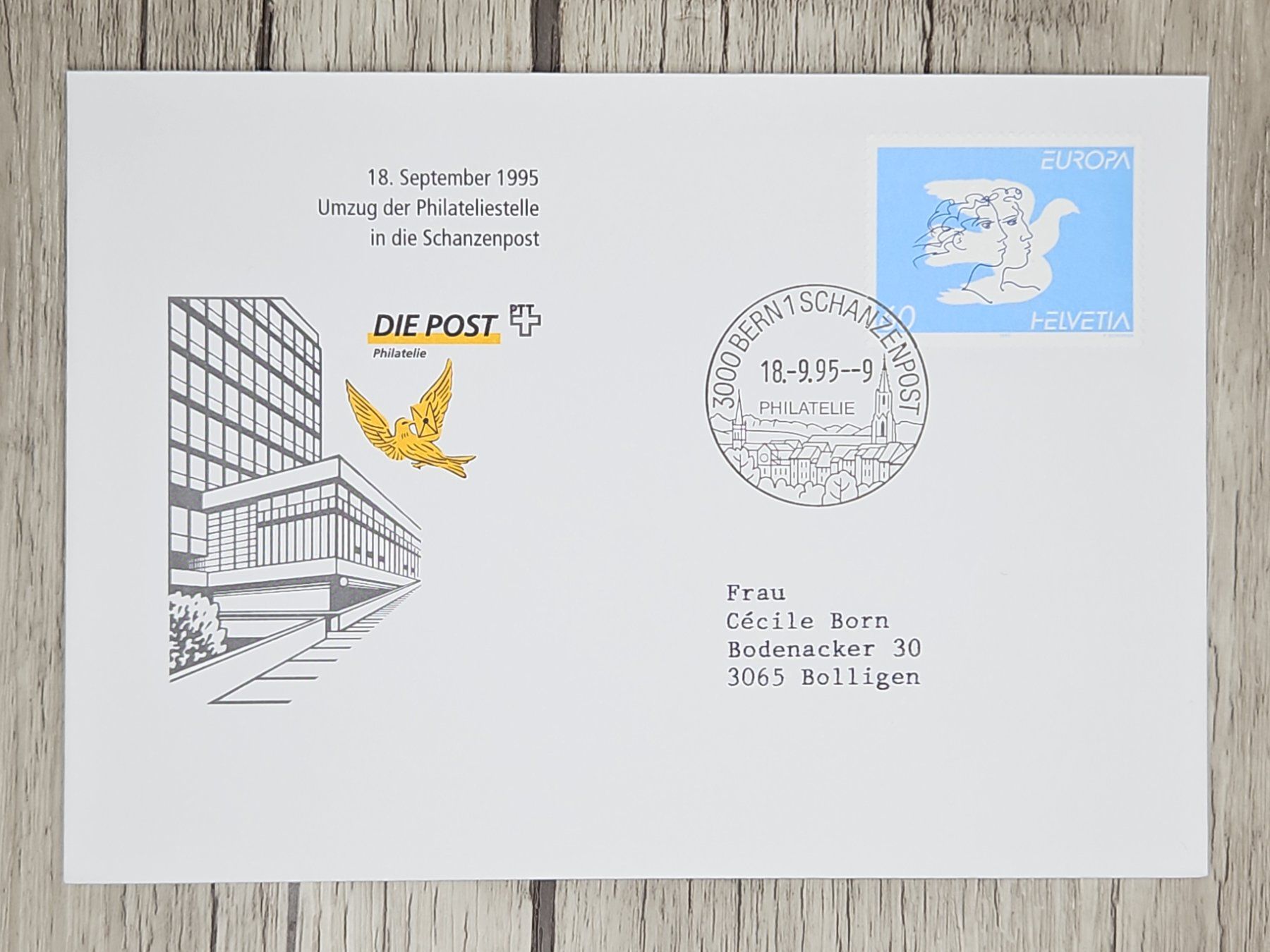 Tutti i francobolli: CL11 Enveloppe + Timbre Suisse 1995 – Usato da Cousset venduto da Patrick_Collections