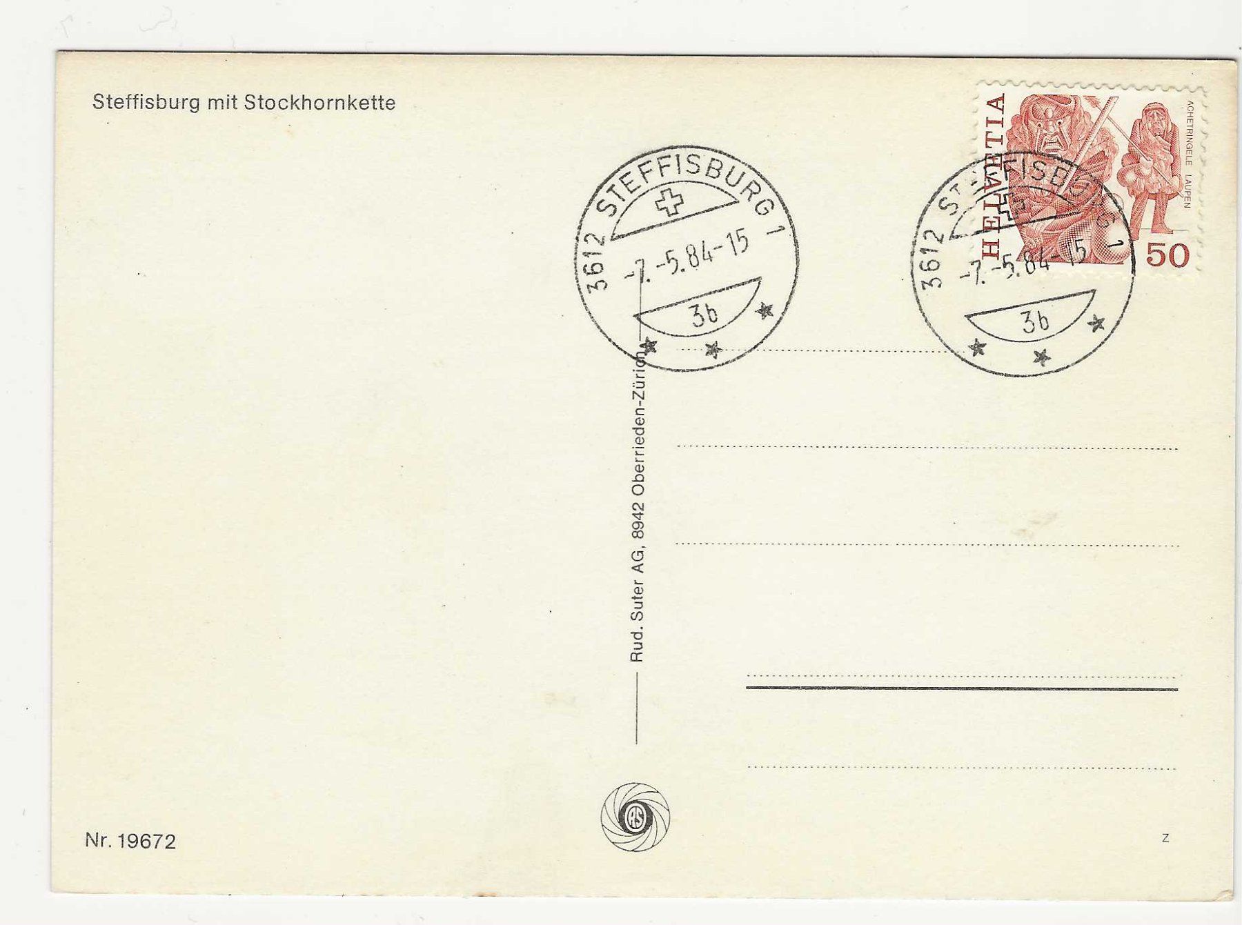Cartoline postali: STEFFISBURG MIT STOCKHORNKETTE – Usato da Küttigen venduto da rolypo 1