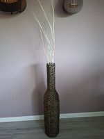 Bodenvase aus Rattangeflecht inkl. Deko-Ästen