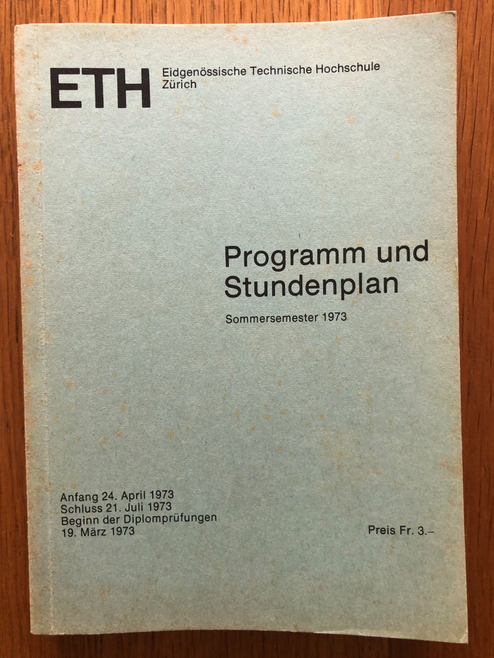 Bücher: ETHZ Programm und Stundenplan Sommersemester 1973 – Gebraucht aus Weiningen ZH von dbuchi