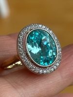 Luxus Elegante Gr.18/8 Ring Farbe: Gold/hellblau Zirkonia