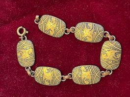 ✨ Bracelet Damasquiné de Tolède Vintage – Dragon Doré