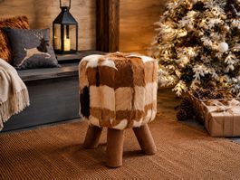 Hocker aus Echfell | Patchwork | Sehr guter Zustand