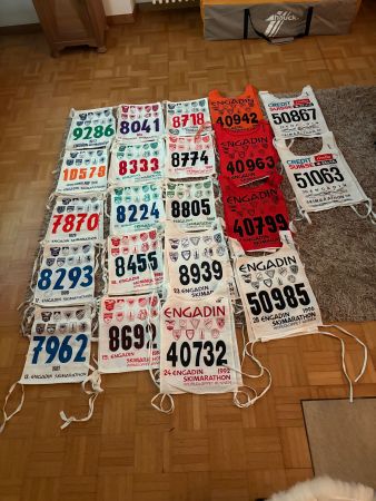 Engadiner Skimarathon Startnummern Set 1977-1998