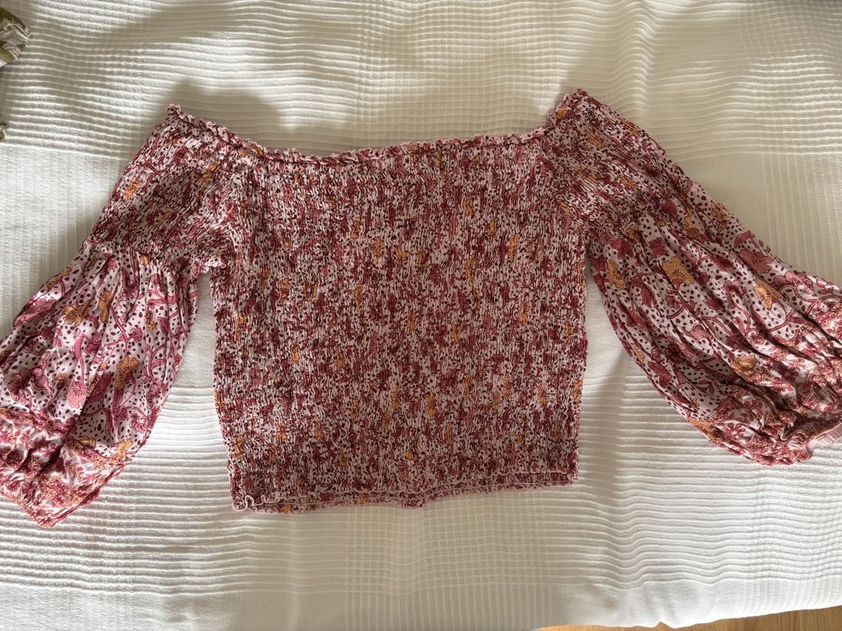 Camicette: Poupette St Barth Bluse Pink geblümt Puffärmel – Usato da Winkel venduto da Zimtguetzli 1