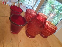 6 Stk Windlichter rot